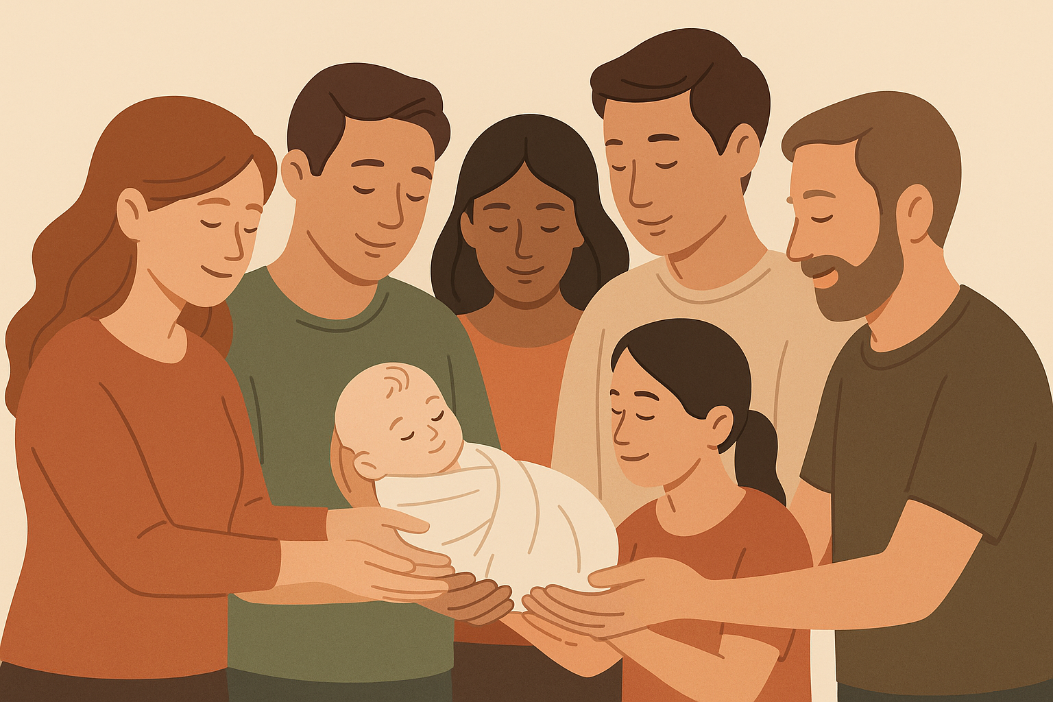 Diverse family holding a new baby, open donor support and ethical sperm donation community